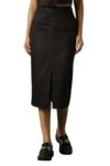 High Star Women Solid Mid Length Slim Casual Skirts Black