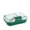 ATTRO Food Bite Kids Plastic Lunch Box – 3 Compartments, 1 Small Container & Spoon, with Stylish Lid BPA-Free, Freezer Safe, Ideal for School, Travel & Outdoor – Green