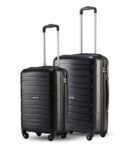 SNITCH Loop 2Pc Set Black Polypropylene Hard Travel Suitcase – Trolley Bag Set of 2 & Luggage with 4 Wheels, Secure Lock & Free Shoe Bag