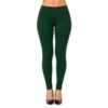 Women’s Cotton Full Length Leggings with Elastic Waistband Bottle Green