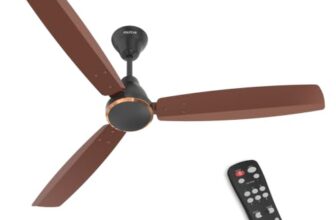 Polycab Wizzy Vibe 1200mm 5-Star BLDC Ceiling fan for Home with Remote| Energy Saving | High Air Delivery | 3+1 yr Warranty [Earth Brown]
