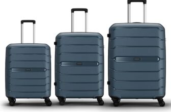 Aristocrat Liberty Set of 3 (Cabin+Medium+Large) Trolley Bag, 58+68+78Cm | Combination Lock | 8 Wheels | 5 Years International Warranty | Spanish Blue