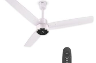 Havells EPIC SIGNIA BLDC Ceiling Fan 1200mm, 5 star, LED Speed Indicator, 380 RPM, Up to 65% Savings,Reverse Rotation,4 Speed Modes,Low Wattage 30W,Low Noise,Air Flow:225 CMM, Blush Ivory