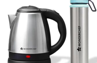 Wonderchef Acura Stainless-steel Kettle 1.5L + Sippy Stainless-steel Bottle,Rapid Water Boiling in 4 Mins,Auto Shut-off,Gift Combo for Diwali and Festivals, Housewarming|1-Year Warranty,1350 Watts