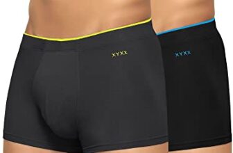 XYXX Men’s Underwear Uno IntelliSoft Antimicrobial Micro Modal Trunk Pack of 2 (Coral Grey ; Black; XL)