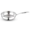 Borosil Cookfresh Tri-ply Stainless Steel Frypan with Handle | Gas, Induction Compatible | SS304 Food Grade Steel Frying Pan | Even Heat Distribution | Dishawasher Safe | 5 Year Warranty (2.3 L)