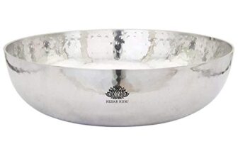 KESAR KUNJ Sandwich Bottom Heavy Guage Stainless Steel Kadhai Cookware, Tasla (Without Handle),2500 ml (Size 12)