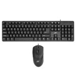 Ant Value FKBRI02 Wired Keyboard and Mouse Combo,Full-Size Keyboard and Mouse Combo with Optical 3 Button Mouse, USB Plug-and-Play, Compatible with Desktop, Laptop, Notebook – Black