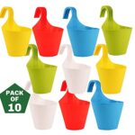 Ocean Mart Plastic Hanging Planters – 10 Pcs (8 Inch, Multicolor) | Flower Hanging Pots for Home & Balcony Garden | Hanging Planters for Home Plants | Hooked Hanging Pots
