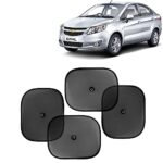 KINGSWAY Car Window Curtain Sticky Sun Shades Compatible with Chevrolet Sail, (Year 2010-2016), Universal Fit Sunshades for Side Window, Rear Window, Black Color, 4 Pieces