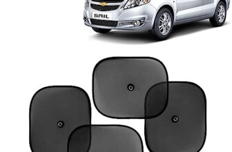KINGSWAY Car Window Curtain Sticky Sun Shades Compatible with Chevrolet Sail, (Year 2010-2016), Universal Fit Sunshades for Side Window, Rear Window, Black Color, 4 Pieces