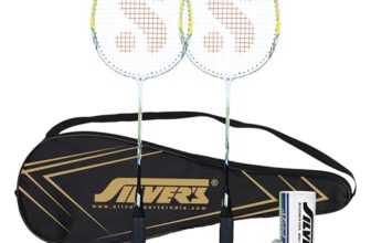 Silver’s Aluminium Defender Badminton Kit (2 Racquets with Full Cover, 1 Box Feather Shuttlecock Pack of 3)(Green/White)