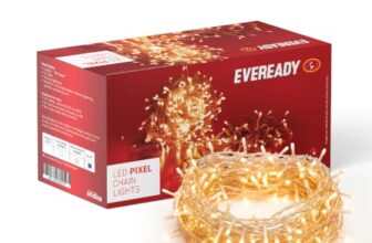 EVEREADY UTSAV, 33 FEET LED Pixel Lights, 46 LEDs, BIS Approved, High Brightness Home Decoration Ladi String Lights for Ganpati, Diwali, Christmas, Festivals, Warm White, Pack of 5