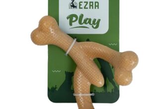 EZRA Play Lobster Bone Dog Chew Toy | Durable Non-Toxic Rubber Chew Bone | Interactive Toy for Dental Health, Teething & Active Chewers