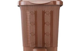 Nayasa Mikado Plastic Waste Paper | Small | Table Top Multi Purpose Dustbin With Lid | Waste Paper Bin | Plastic Pedal Waste Bin | Ideal For Home/Kitchen/Office | Brown