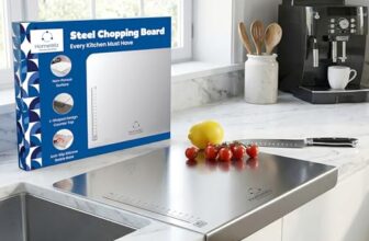 HomeWiz Large Steel Chopping Board for Kitchen – 100% Stainless Steel Cutting Board | Heavy Duty Chopping Board | Non-Porous Hygienic Surface for Vegetables, Meat & Fish, Rust-Resistant | 41 x 31 cm