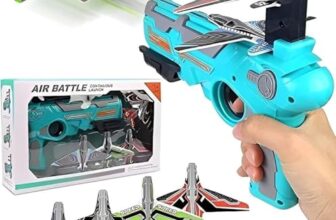 Graphene Airplane Launcher Gun Flying Aeroplanes Toys for Boys Safe & Fun Shooting Guns for Kids 4 Paper Foam Gliders Air Battle Pistol Toy Gun Catapult Aircraft Ideal for Kids 3 4 5 6 7 8 Years