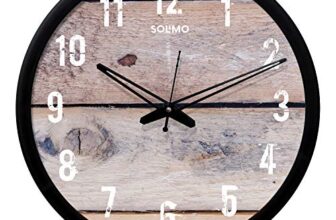 Amazon Brand – Solimo 12-Inch Wall Clock – Designer (Silent Movement, Black Frame), Analog, Plastic