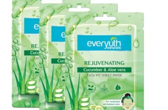 Everyuth Naturals Rejuvenating Cucumber & Aloe Vera Sheet Mask Pack of 3