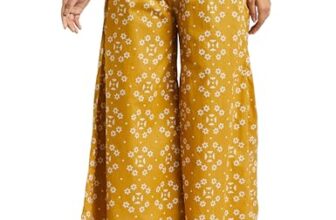 Amazon Brand – Myx Women’s Relaxed Cotton Flared Palazzo (PAG 215_Mogra(Ochre)_XS)