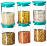 Homeor Plastic Storage Jar and Container Set I Air Tight & BPA Free Stackable Containers for Kitchen Storage Set I Grocery Kitchen Container Set I Multipurpose Kitchen Jar, 900 Ml Each, Set 6, Blue
