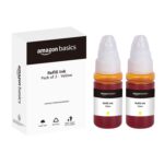 amazon basics GI 790 Dual Pack Refill Ink for Canon PIXMA G1000, G1010, G1100, G2000, G2002, G2010, G2012, G2100, G3000, G3010, G3012, G3100, G4000, G4010 Yellow – 70ml