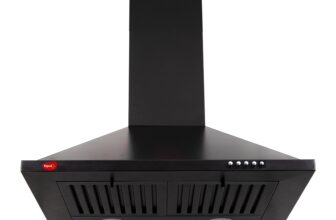 Pigeon 60 cm 1250 m3/hr Pyramid Kitchen Chimney with Elegant Look, Baffle Filter, Push Button, Efficient Dual LED Lamps (Black)