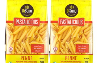 DiSano Penne Pasta 400 gm (Pack of 2), Healthy Pasta, Made with 100% Durum Wheat Semolina, 100% Suji, No Maida, Source of Protein & Fibre, Non-Sticky