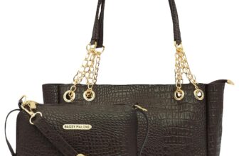 Bagsy Malone Tote Bag -Set of 2 | Handcrafted Side Tote Bag and Handbag for Office and College (Croco Brown1)