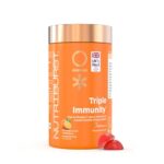 Nutriburst Triple Immunity Gummies with Vitamin C, Zinc and Amla extract | No-Added Sugar | Orange Flavor | 100% Vegetarian | 60 Gummy