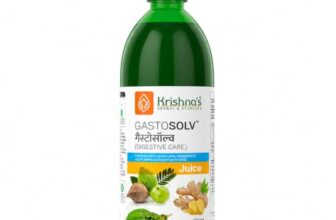 Krishna’s Gastosolv Juice With Harad, Baheda, Amla, Ajwain & Traditional Herbs For Acidity Relieve, Stomach Heaviness, Gas & Bloating – 500 ml