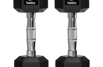 Amazon basics Rubber Encased Hex Dumbbell Weight Set Of 2, 10 Kg,Black