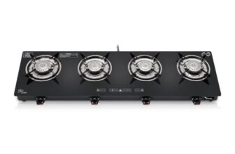 Thermador 4 Burner STL Plain Gas Stove Toughened Glass Cooktop Manual Ignition Die Cast Aluminium Alloy Tornado Burners Black