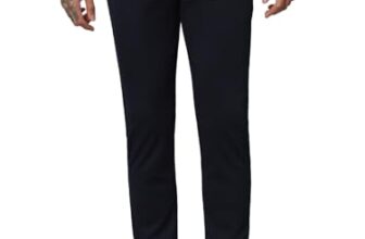 Vogaan Mens Lycra Blend Stretchable Trouser Pant Regular Fit Navy Blue