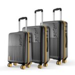 Safari Astra Neo 8 Wheels Set of 3 Trolley Bags, Hard Case Polycarbonate, 360 Degree Wheeling Carry on & Check-in Luggage for Men & Women, Suitcase for Travel, Trolley Bags for Travel, Black