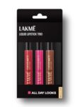 Lakme Liquid Lipstick Trio- All Day Looks, Forever Matte, Pack of 3, Light-weight, 16.8 ml