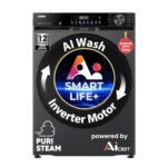Haier Smart Choice 10Kg,5 Star,AI Smart LIFE+,Vibrant Touch Panel, 525 mm Super Drum, Refresh,WiFi enabled,Fully Automatic Front Load Washer(EFL100-IM14F5ES8U1 | Dark Jade Silver)