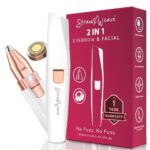 Facial Hair Removal Machine|Eyebrow Trimmer & Epilator|Trimmer For Women Private Part|2 In 1 Trimmer 400 mAh Battery 1 Year Warranty|Painless Hair Removal Machine|Nose Hairs Remover,White (2 in 1)