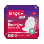 Sirona Max Sanitary Pads for Women | XL (Pack of 10 Pads) | 100% Rash Free & Toxic-Free | Organic Cotton Sanitary Pad | Up to 0% Leakage, Comfortable & High Absorbency