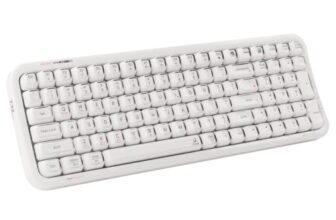 iGear ClearKey Wireless Keyboard, Transparent Keycaps, RGB Backlight 14 Modes, Tri-Mode BT + 2.4GHz + Wired, 3-Device Switching, 2000mAh, Type-C, Windows/Mac/iOS/Android (White)