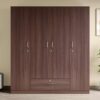 Interio by Godrej EWA 4-Door Wooden Wardrobe | 1-Year Warranty, 1 Drawer, Brown