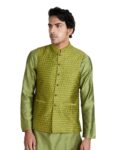 Amazon Brand – Symbol Men’s Nehru Jacket with Band Collar & Button Closure Mehndi M