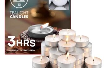 UPYOG Diwali Tea Light Candles 50 Pcs | 3 Hours Burning | Smokeless & Unscented Wax Tealight Candles for Diwali Decoration, Pooja, Home & Festival Décor
