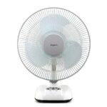 Impex BREEZE D3 Rechargeable Table Fan| 1600 RPM| 300mm Air Sweep| 4800 mAh Battery| BLDC Motor| Silent 3 Blade Fan| 3 Speeds| 6 Hrs Backup| Dual Selection LED Light| USB Charging| AC/DC Fan| White