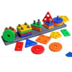 TinyPlay Geometric Shape Stacker Toy for Kids 3+ | BIS Certified, Montessori Shape Sorter & Colour Sorting Stacking Toy, Educational Learning Block Game for Boys & Girls