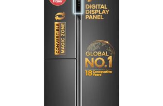Haier Smart Choice 598 L 3 Star Frost Free Expert Inverter 3-Door Side by Side Refrigerator (HRT-683GK, Graphite Black, Magic Convertible, Deo Fresh Technology, 2026 Model)