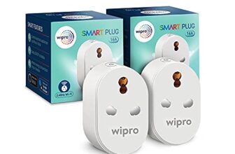 Wipro 16A Wi-Fi Smart Plug with Energy Monitoring- Suitable for Large Appliances like Geysers, Microwave Ovens, Air Conditioners (Compatible with Alexa and Google Assistant)- White (Pack of 2)