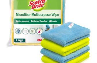 Scotch-Brite Microfiber Cloth/Wipe for Home, Kitchen, Appliance, Car cleaning pack of 4 pcs (40 cm x 40 cm, 340 GSM) ,Multicolor