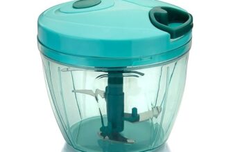 SORATH Manual Pull String Food Chopper | 3-Blade Hand Chopper for Vegetables, Fruits & Nuts | Turquoise Mini Food Processor (Blue)