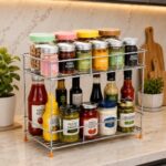CHHAAP Stainless Steel 2-Tier Countertop Spice Rack with Tiered Shelves for Kitchen Storage